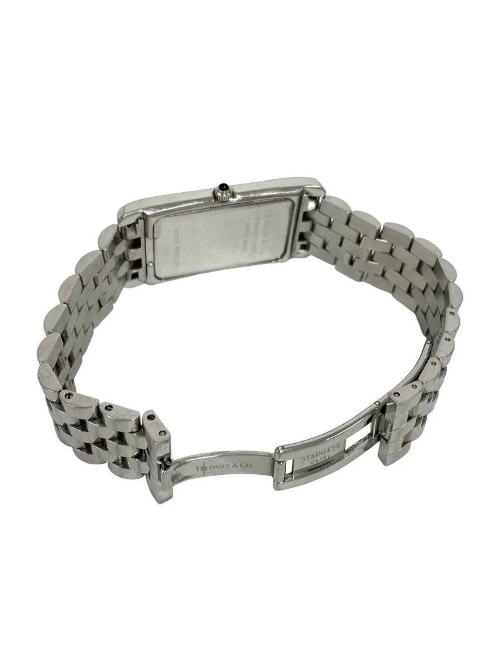 Tiffany & Co Rectangular Stainless Steel Quartz Watch Wrist Silver